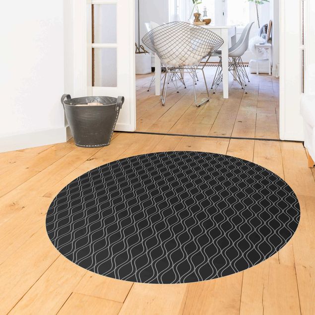 Teppich modern Dunkles Retro Muster mit grauen Wellen