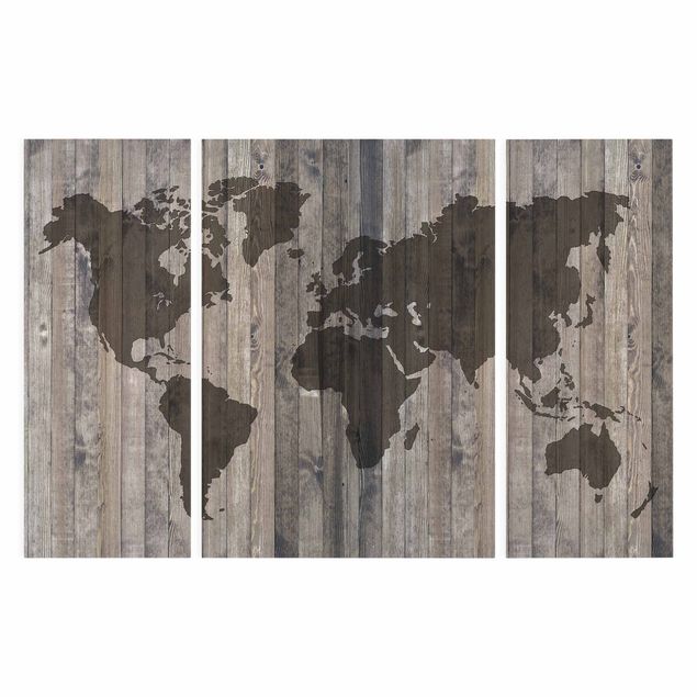 Bilder auf Leinwand Holz Weltkarte