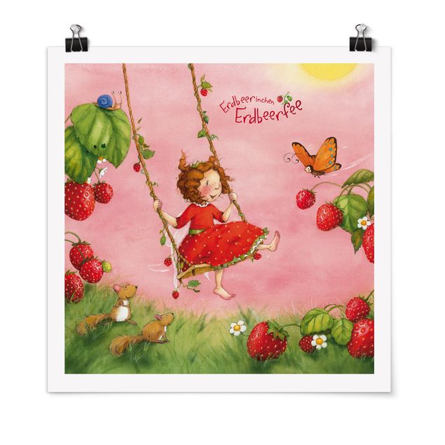 Poster - Erdbeerinchen Erdbeerfee - Baumschaukel - Quadrat 1:1