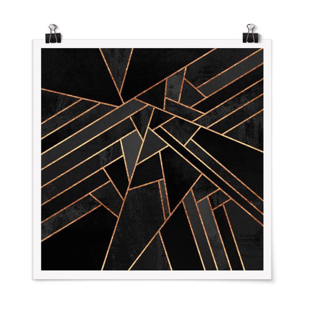 Poster abstrakte Kunst Schwarze Dreiecke Gold