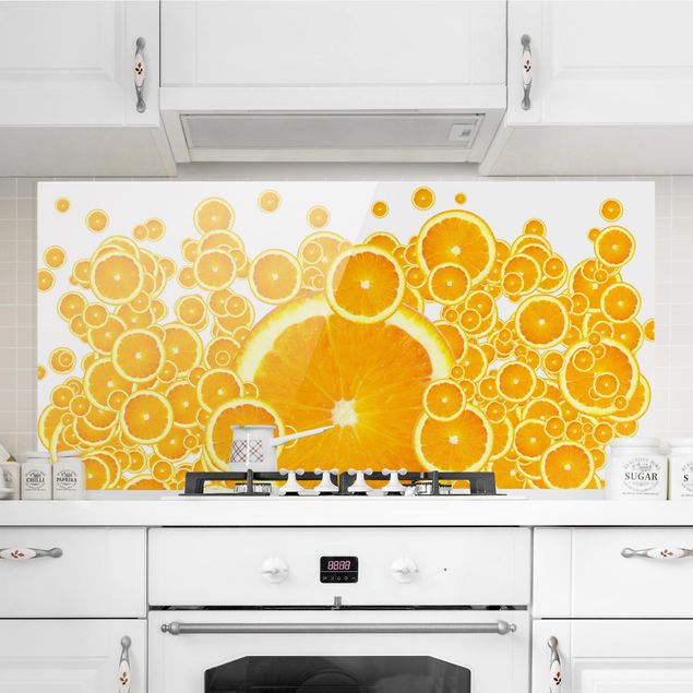 Spritzschutz Glas magnetisch Retro Orange Pattern