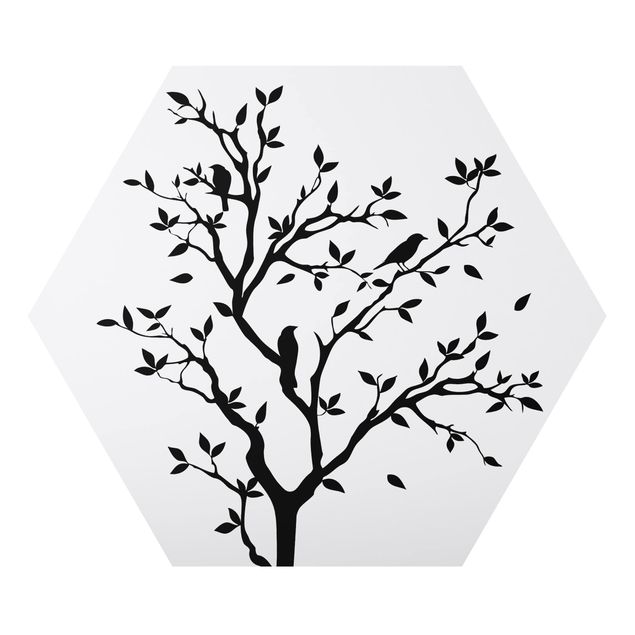 Hexagon Bild Alu-Dibond - No.YK14 Zwitschernder Baum