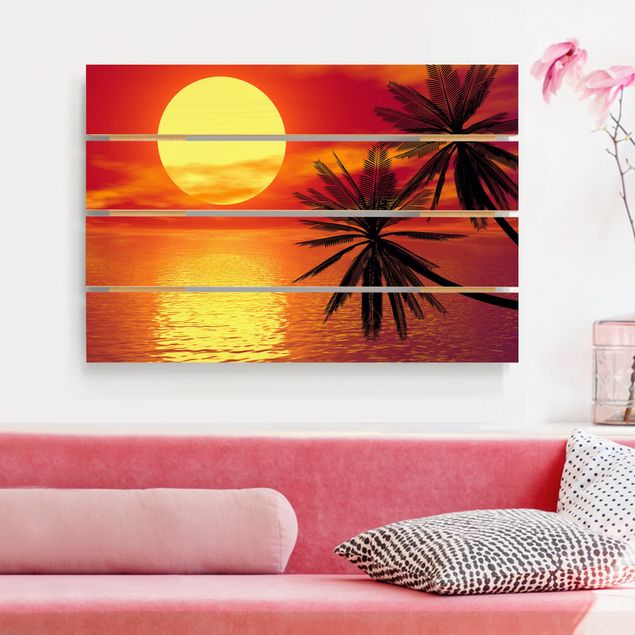 Holzbilder Landschaften Karibischer Sonnenuntergang