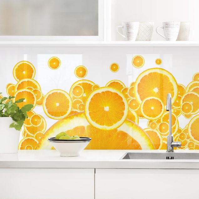 Küchenrückwände Platte Retro Orange Pattern II