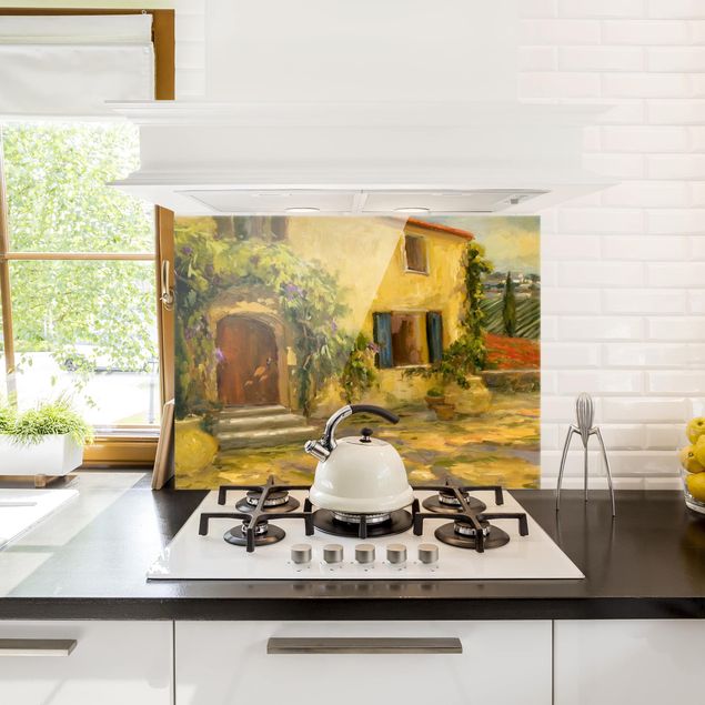 Küchenrückwand Glas Motiv Wald Italienische Landschaft - Toskana