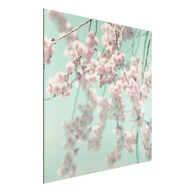 Schöne Wandbilder Kirschblütentanz auf Leinenstruktur