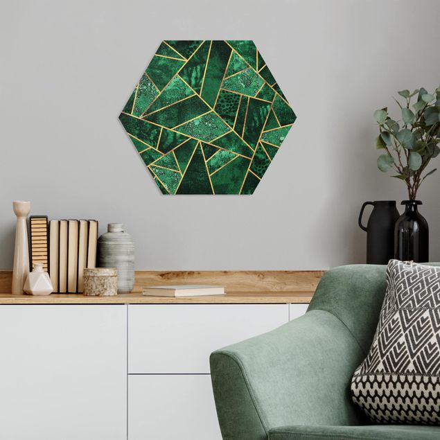 Hexagon Bild Forex - Dunkler Smaragd mit Gold