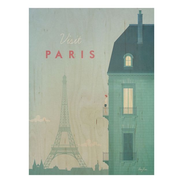 Holzbilder modern Reiseposter - Paris