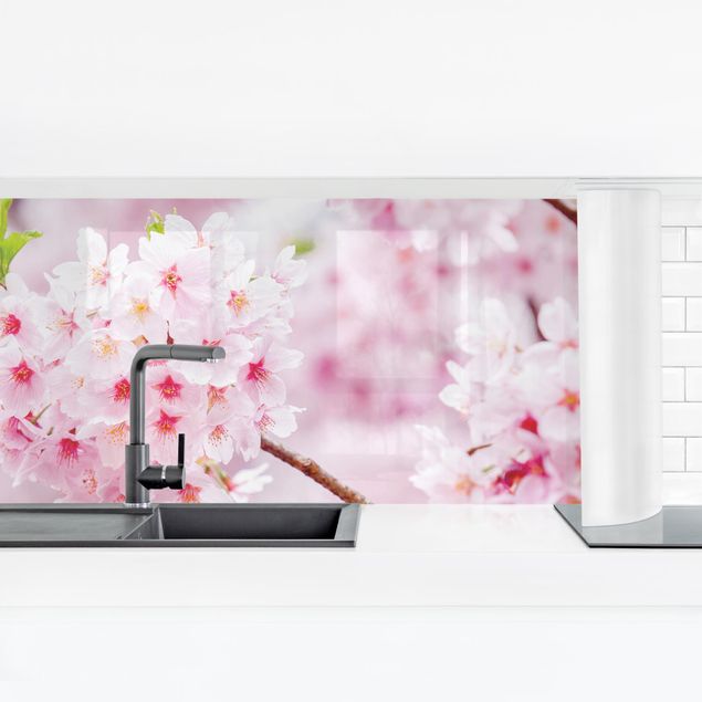 Küchenrückwand Skyline Japanische Kirschblüten