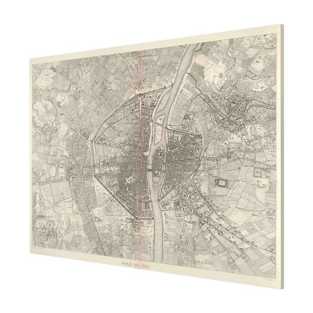 Magnettafel - Vintage Karte Paris - Querfromat 4:3