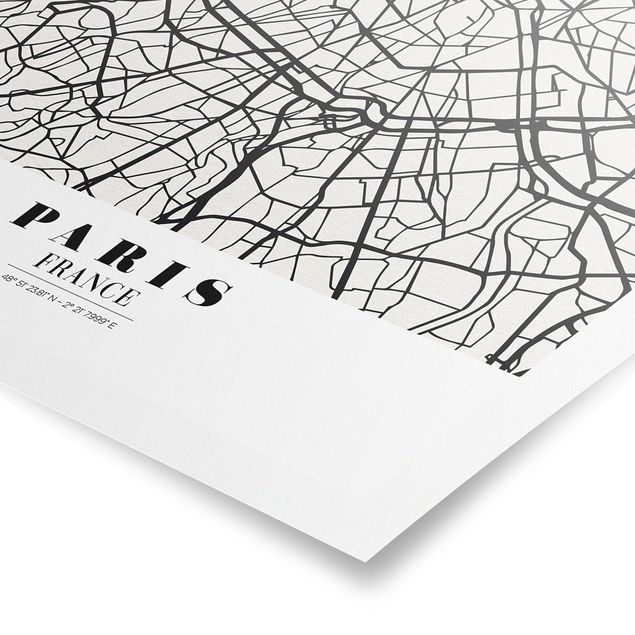 Poster Stadtplan Paris - Klassik