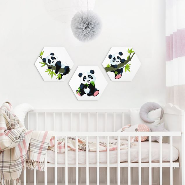 Wandbilder Pandabären Set