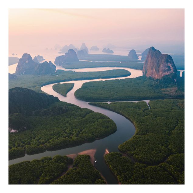 Spritzschutz - Flusslandschaft in Thailand - Quadrat 1:1