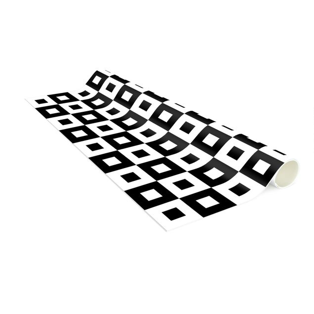 Moderner Teppich Geometrisches Muster aus Schwarz Weißen Quadraten