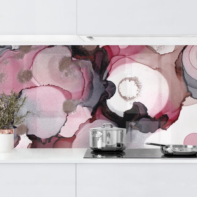 Küchenrückwände Platte Pink-Beige Tropfen mit Roségold