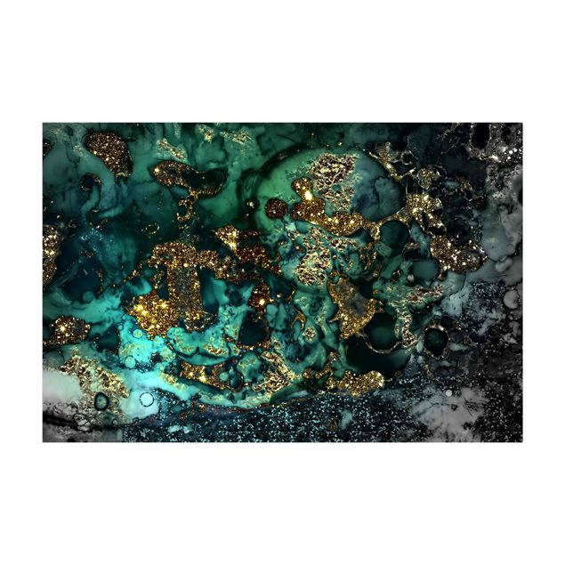 Teppich abstrakt Goldene Meeres-Inseln Abstrakt