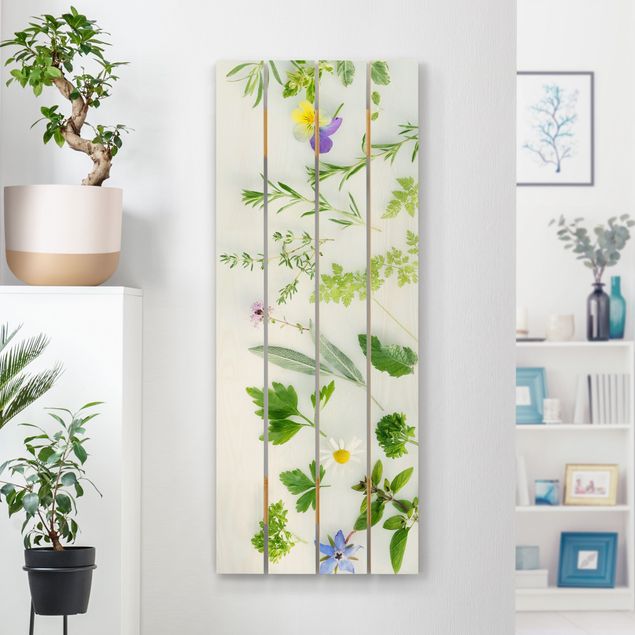 Moderne Holzbilder Kräuter und Blüten