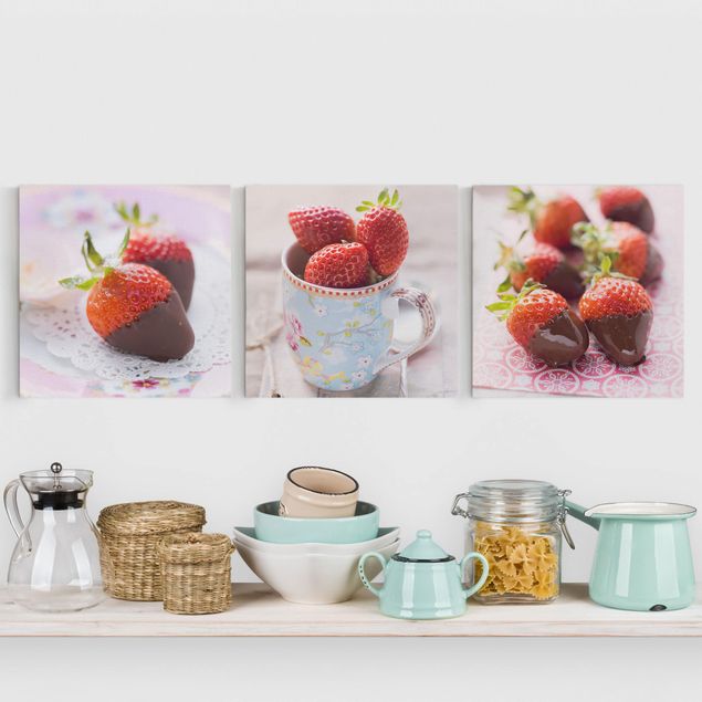 Wandbilder XXL Erdbeeren im Schokomantel Vintage