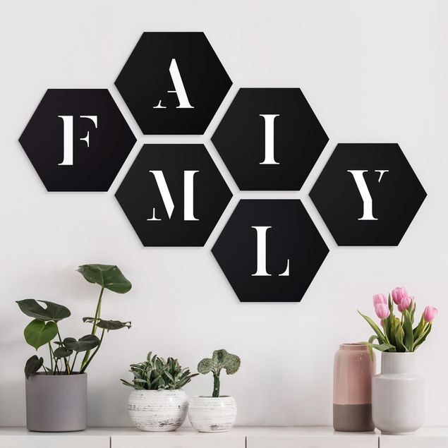 Wandbilder Buchstaben FAMILY Weiß Set II