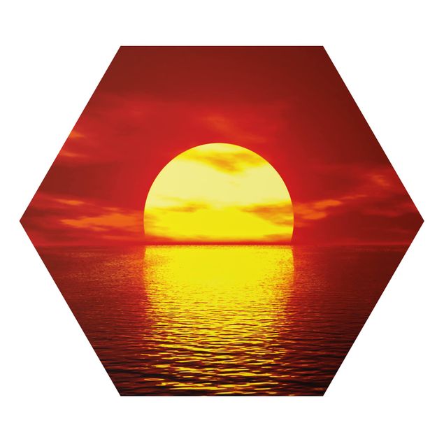 Hexagon Bild Alu-Dibond - Fantastic Sunset