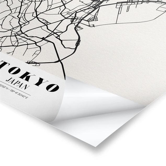 Poster - Stadtplan Tokyo - Klassik - Hochformat 3:4