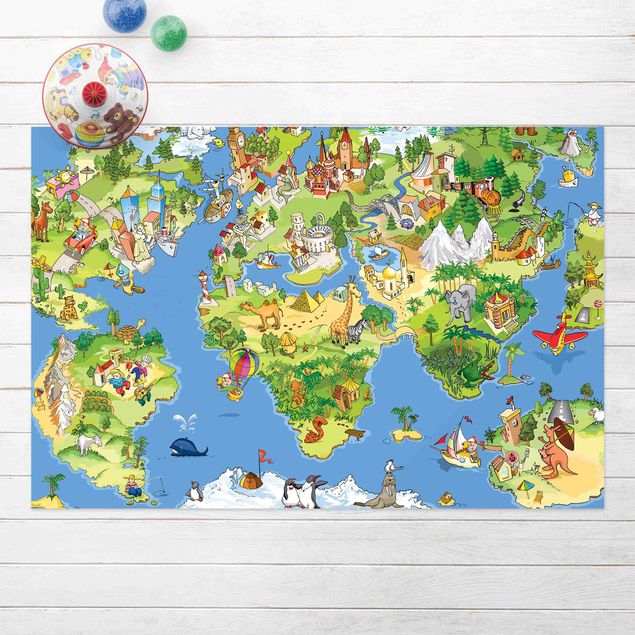 Outdoor Teppich Great and funny Worldmap