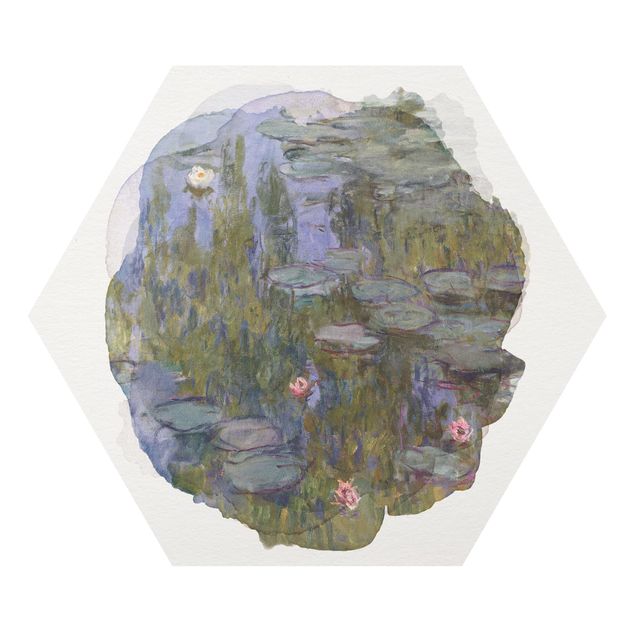 Bilder Hexagon Wasserfarben - Claude Monet - Seerosen (Nympheas)