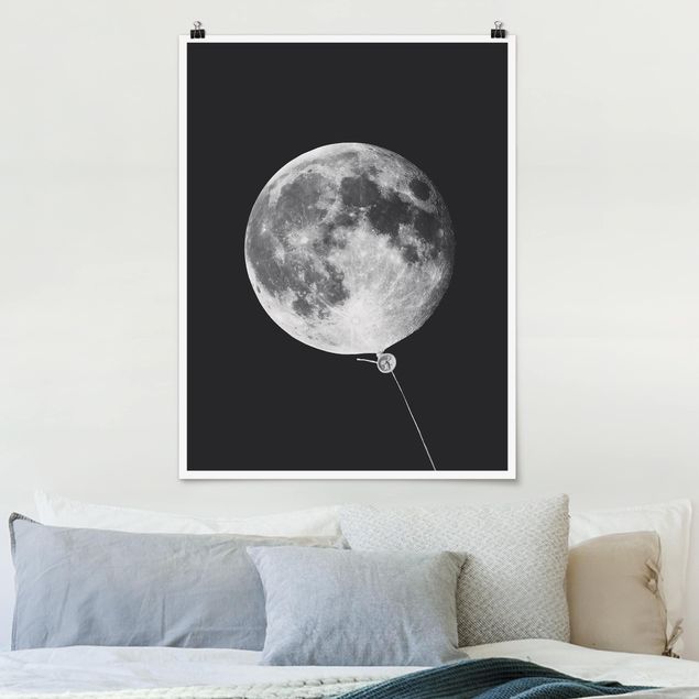 Kunstkopie Poster Luftballon mit Mond