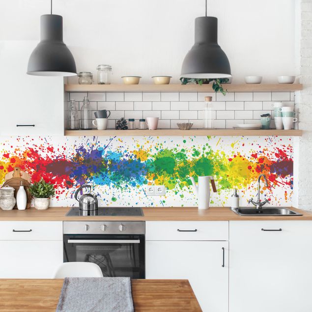 Küchenrückwand Muster Rainbow Splatter II