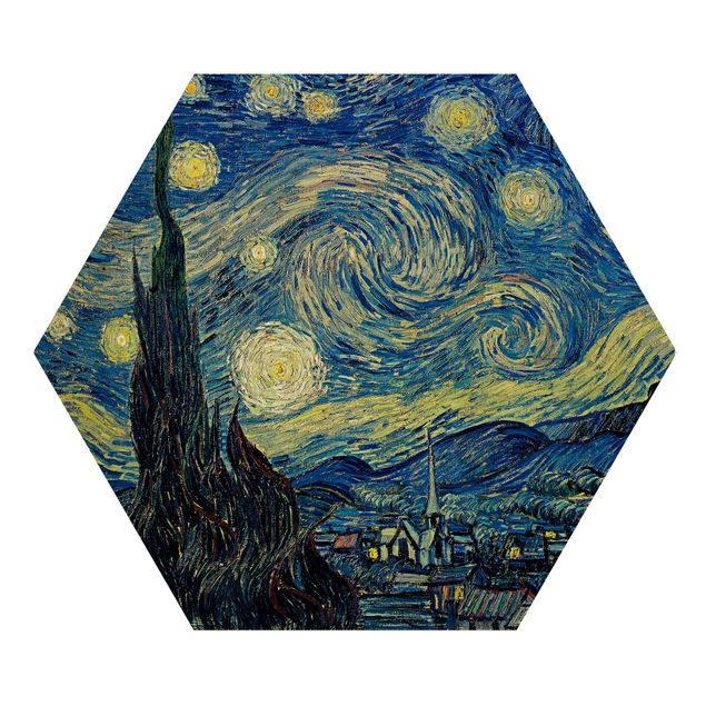 Holzbild Skyline Vincent van Gogh - Sternennacht