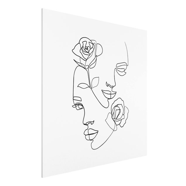 Forex Bilder Line Art Gesichter Frauen Rosen Schwarz Weiß