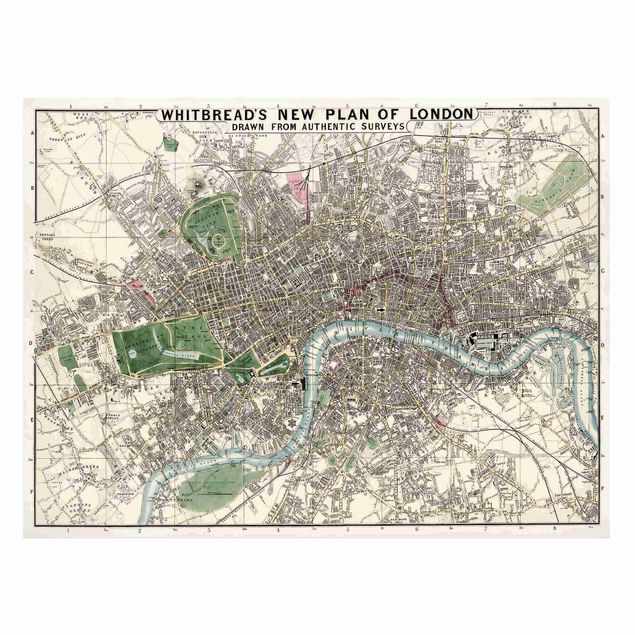 Magnettafel Skyline Vintage Stadtplan London