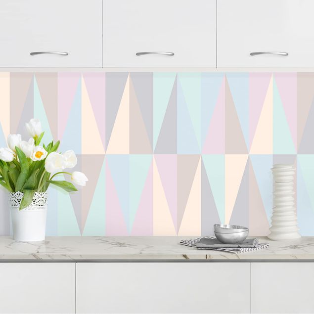 Küchenrückwände Platte Dreiecke in Pastellfarben