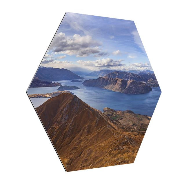 Hexagon Bild Alu-Dibond - Roys Peak in Neuseeland