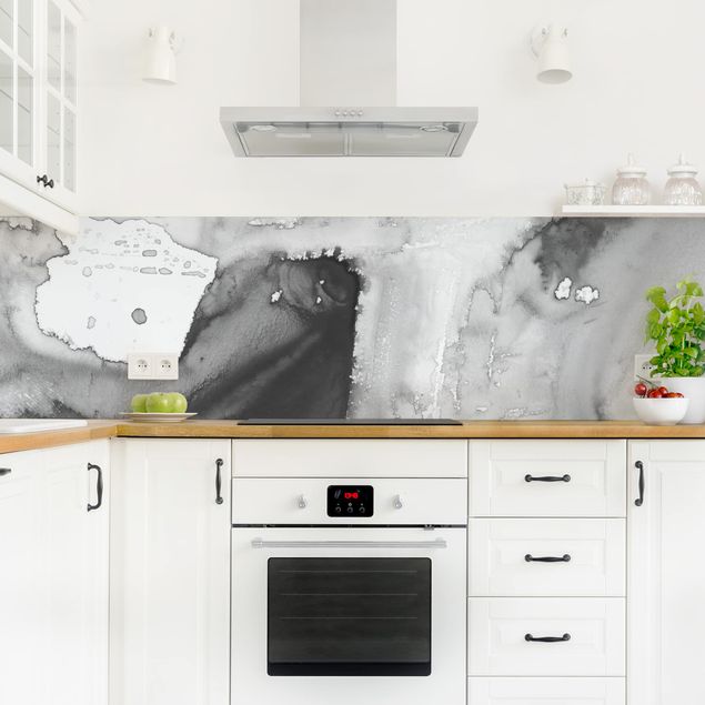 Küchenrückwand Schwarz-Weiß Dunst und Wasser I