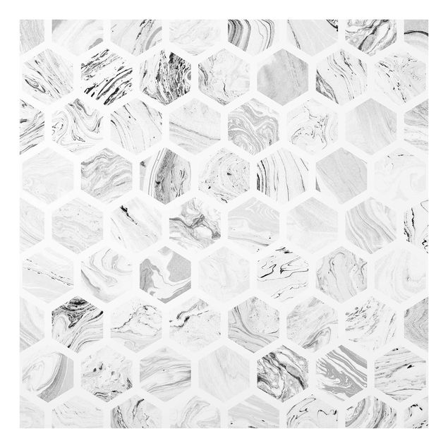 Küchenspritzschutz Marmor Hexagone in Graustufen