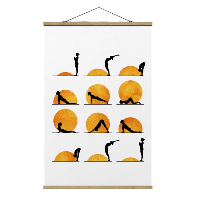 Stoffbild mit Posterleisten - Yoga - Der Sonnengruß - Hochformat 2:3