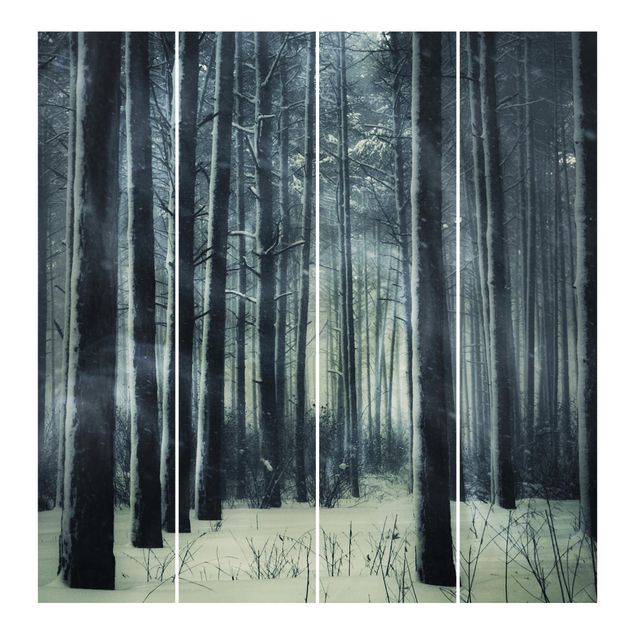 Schiebegardinen Set 6-teilig Mystischer Winterwald