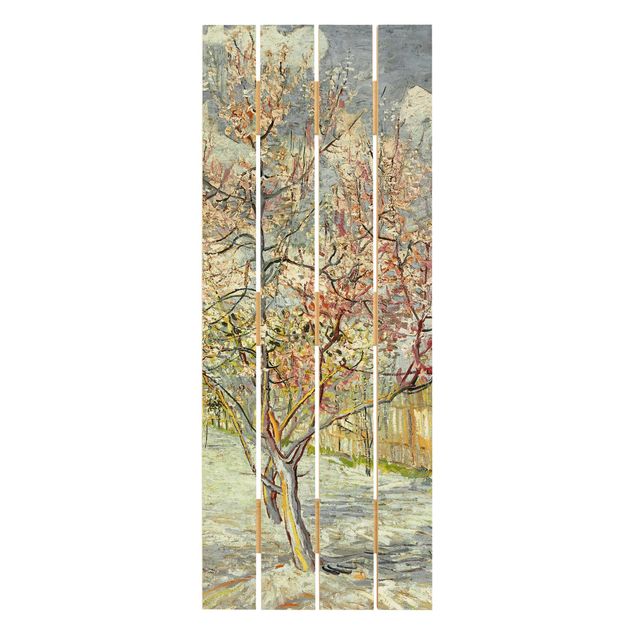 Holzbilder Natur Vincent van Gogh - Blühende Pfirsichbäume