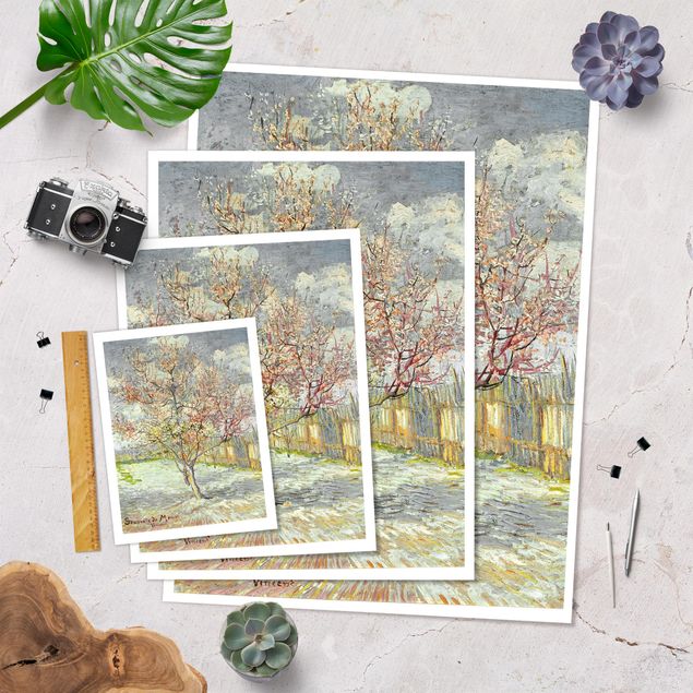 Poster bestellen Vincent van Gogh - Blühende Pfirsichbäume