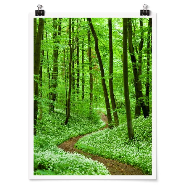 Poster - Romantischer Waldweg - Hochformat 3:4