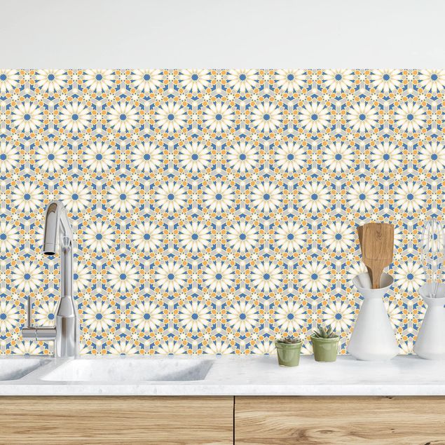Küchenrückwände Platte Orientalisches Muster mit gelben Sternen