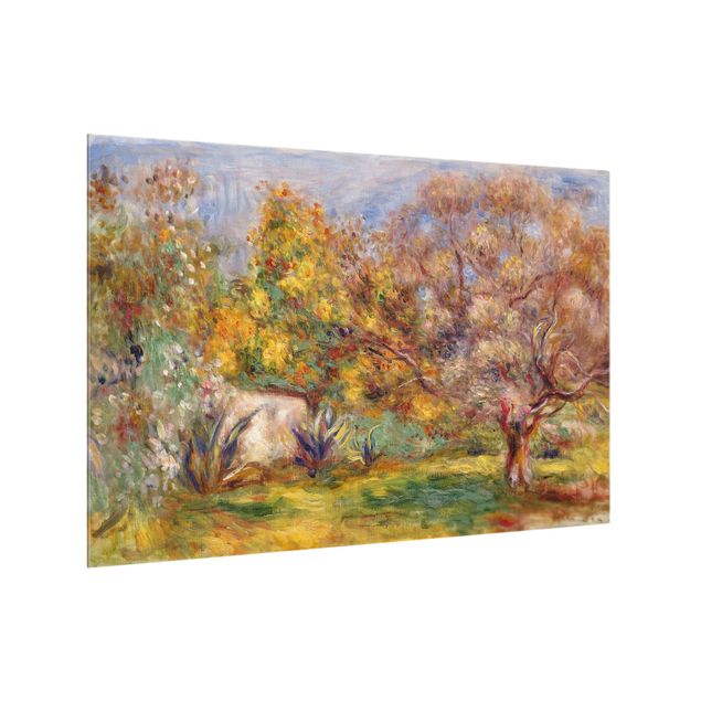 Spritzschutz Glas - Auguste Renoir - Garten mit Olivenbäumen - Querformat - 3:2