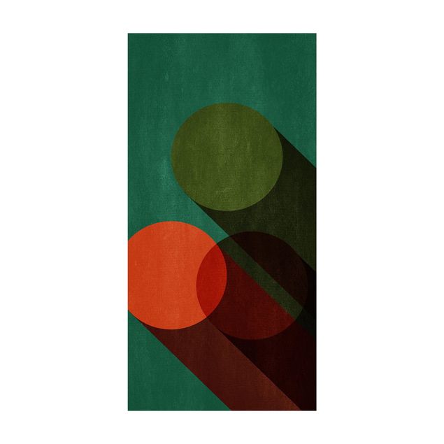 Teppich abstrakt Abstrakte Formen - Kreise in Grün und Rot