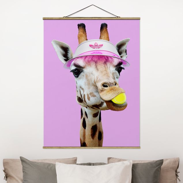 Wandbilder Tiere Giraffe beim Tennis