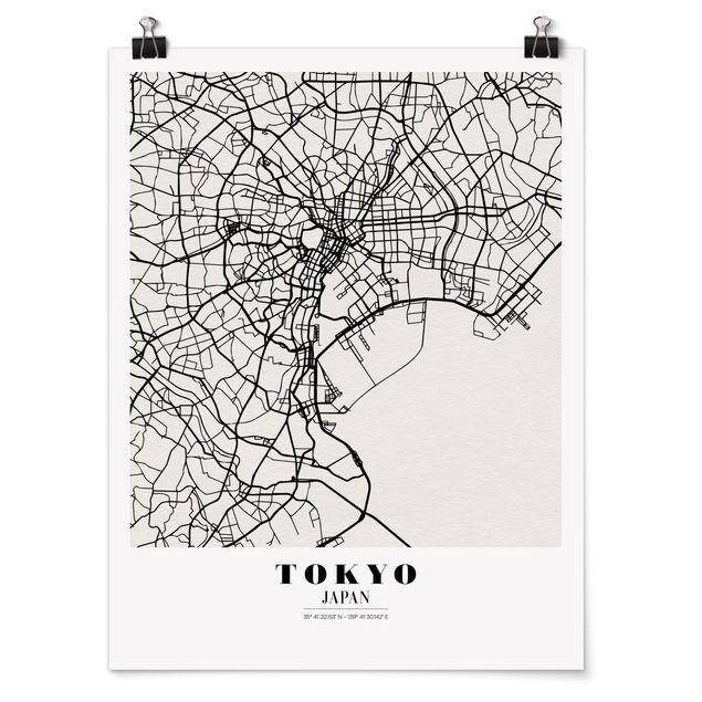 Poster - Stadtplan Tokyo - Klassik - Hochformat 3:4