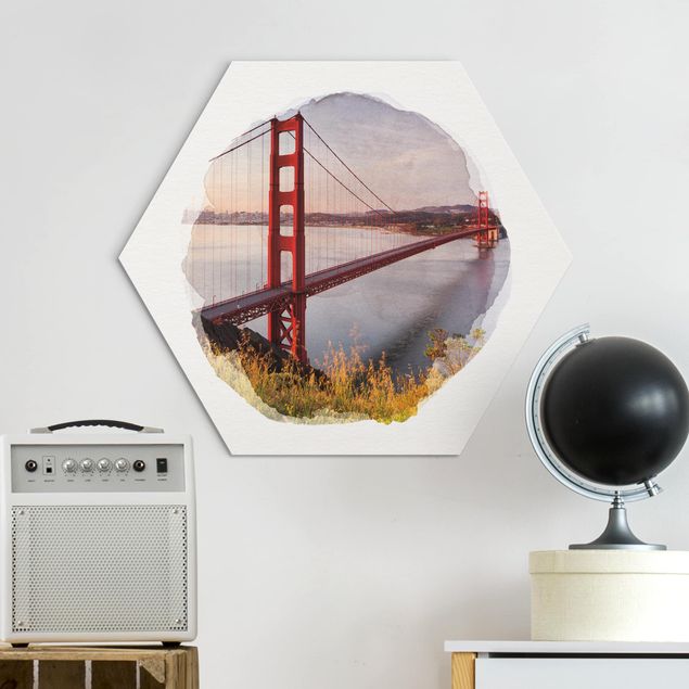 Bilder für die Wand Wasserfarben - Golden Gate Bridge in San Francisco