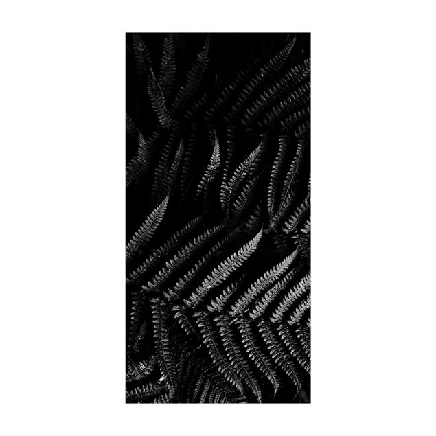 Vinyl-Teppich - Schwarz Weiß Botanik Farn - Hochformat 1:2