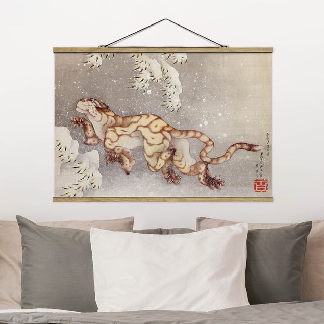 Wandbilder Tiere Katsushika Hokusai - Tiger in Schneesturm