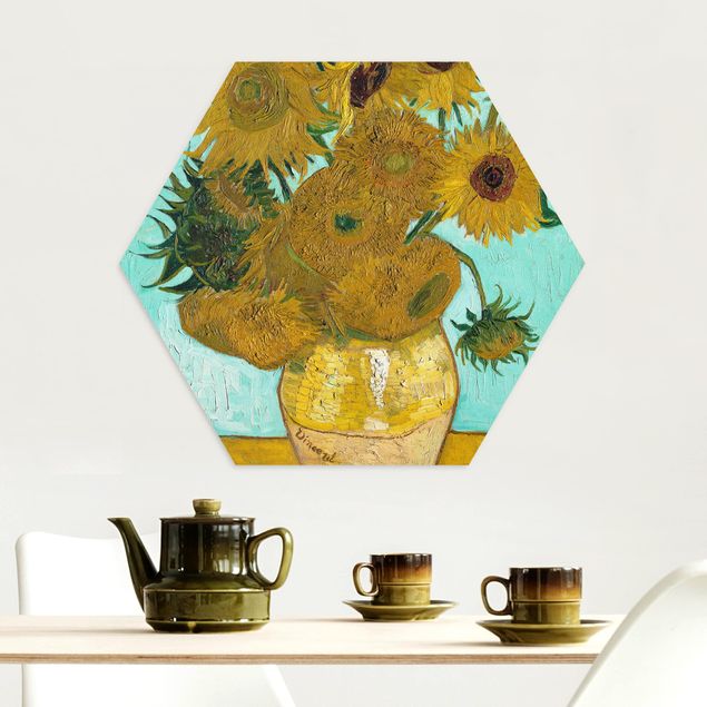Kunstdruck Pointillismus Vincent van Gogh - Vase mit Sonnenblumen